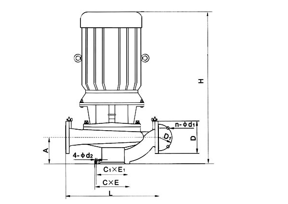 立式管道排污泵——立式管道排污泵结构图