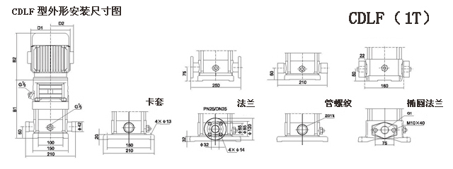 CDLF型不锈钢多G离心泵参数尺寸(1T)