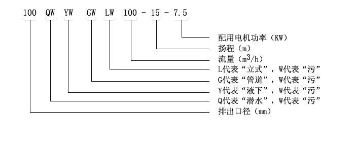 LW型直立式无堵塞排污泵型号意义