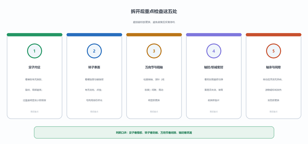 螺杆泵拆解后五处检查点